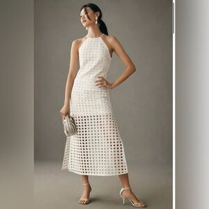 Anthropologie white midi dress. Great for bridal events. Size S.